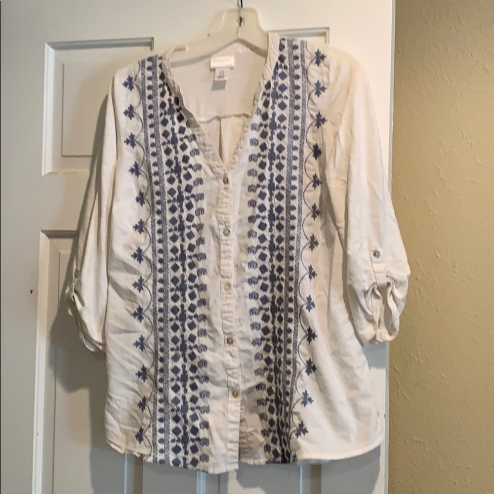 Motherhood Maternity Embroidered button up